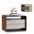 Modern Bedside Table With Brown Black Design Drawers Books And Deer Figurines