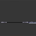 Long Handle Weapon With Metal Shaft Black Silver Design And Curved Head