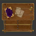 Wooden Study Desk And Bench Furniture With Book Bread And Items