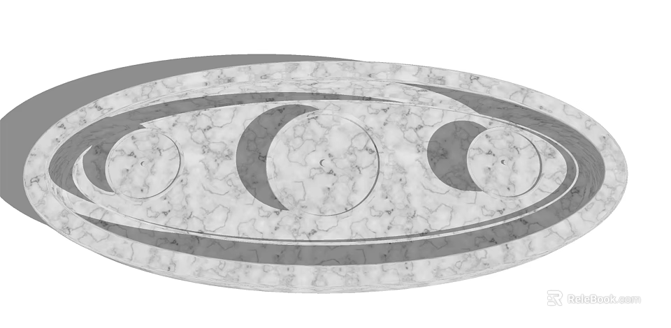 Modern Fountain Design With Marble Surface And Circular Decorative Patterns 3d model 