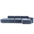 Modern Gray Velvet Sectional Sofa With Modular Design And Spacious Seating 3d model