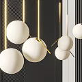 Modern White Spherical Pendant Lights with Gold Accents for Minimalist Contemporary Interior Design