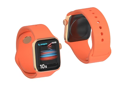 Orange Smart Watch With Silicone Strap And 10 Seconds Screen Display Design 3d model