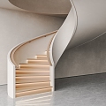 Cream wind revolving staircase staircase curved staircase wooden handrail staircase wooden staircase villa staircase Cream wind staircase 3d model