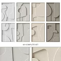 Modern Geometric Decorative Wall Panels Complete Set In Beige Gray Tones 3d model