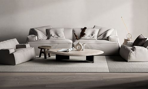 Quiet sofa tea table combination 3d model