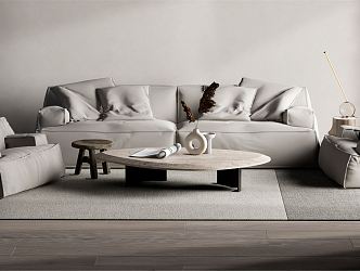 Quiet sofa tea table combination 3d model