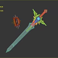 Fantasy Sword With Golden Decoration Glowing Blue Gem And D Emblem