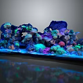 Colorful Marine Animals Thriving in Vibrant Coral Reef Aquarium with Luminous Decor and Colorful Coral