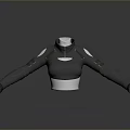 Functional Gray White Shoulder Pads Zip Front Top Daily Wear Mannequin