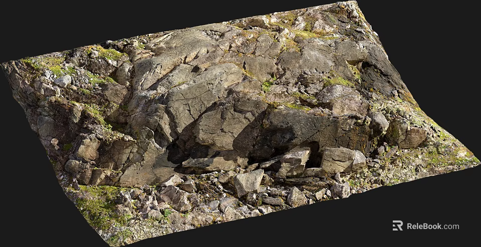 Garden Rockery Stones With Mossy Surface Rough Texture And Natural Stacked Design 3d model 