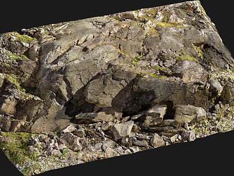 Moss Stone Rock Reef Desert Stone Cliff Pebbles Gravel Shale Boulders 3d model