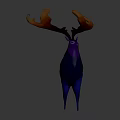 Fantastical Purple And Blue Deer Character With Large Antlers And Glowing Spots In Mystical Style