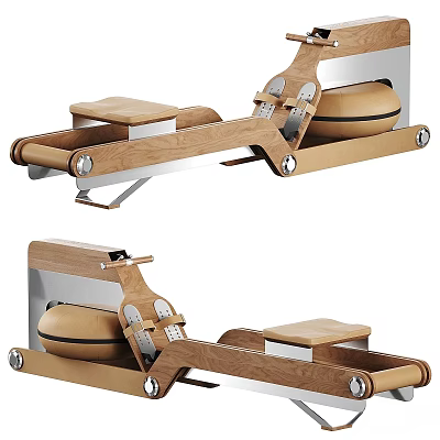 Wooden And Metal Frame Rowing Machine For Home Fitness Exercise Sports Equipment 3d model