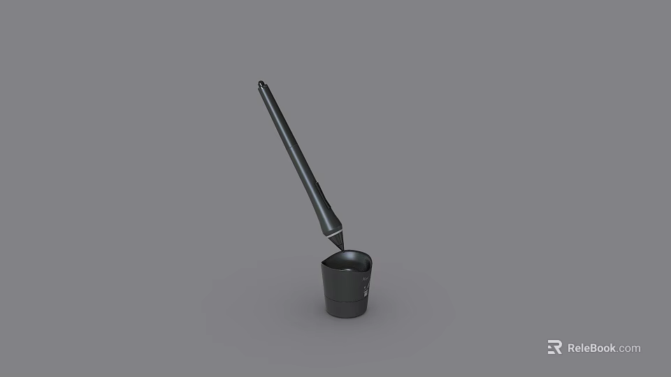 Smart Machine with Long Black Rod and Base on Gray Background 3d model 