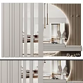 Modern Elegant Wardrobe Interior With Sliding Mirror Doors Wall Hooks And Shoe Storage 3d model