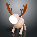 Cartoon Style Reindeer Figure With Large Brown Antlers And White Round Head