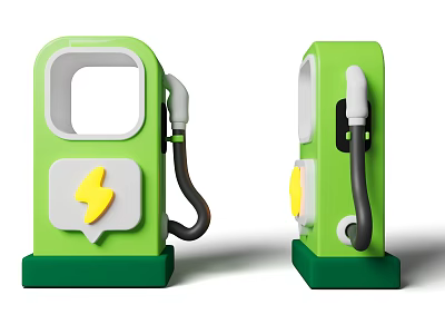 Green Public Electric Vehicle Charging Stations With Modern Design 3d model