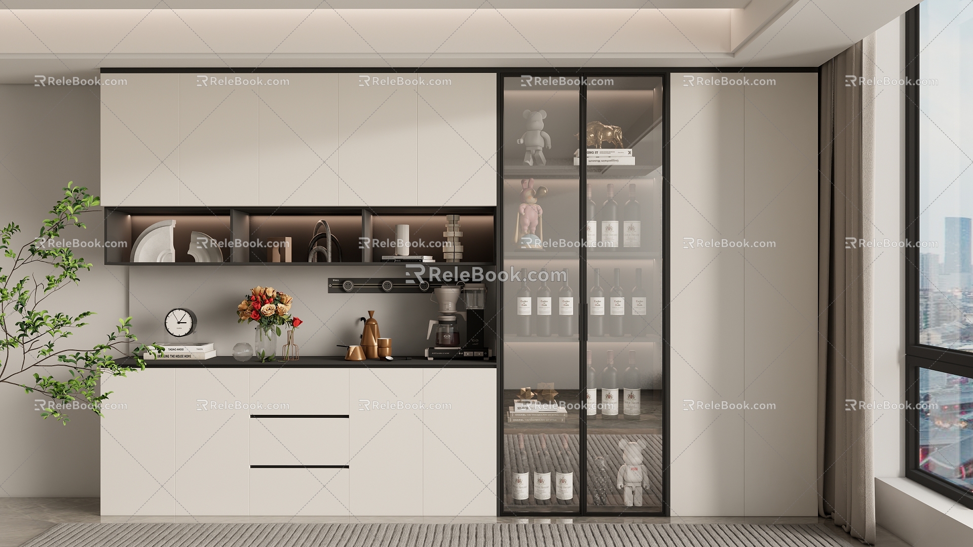 Simple Household Wine Cabinet Refrigerator Wine Cabinet Hanging Cabinet Wine Cabinet model