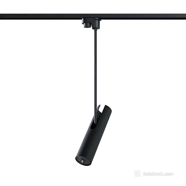 Black Hanging Cylindrical Device Modern Industrial Pendant Fixture Design With Adjustable Stem 3d model 