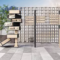 Modern Wooden Traffic Directional Signs With Multiple Panels In Outdoor Grid Wall Setting