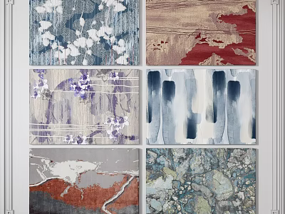 Square Rugs With Various Artistic Patterns And Colorful Design Styles 3d model