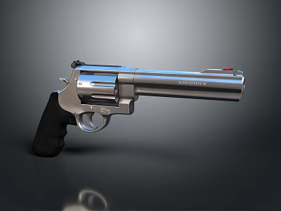 Silver Revolver With Black Grip And Shiny Metallic Finish Design 3d model