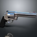Silver Revolver With Black Grip And Shiny Metallic Finish Design