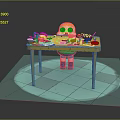 Interactive Commercial Equipment Children Play Table With Colorful Items And Blue Tiled Floor