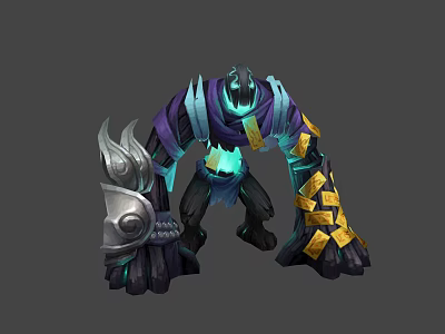 Mythical Character And Glowing Creature With Purple Armor Blue Light Gold Accents 3d model