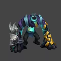 Mythical Character And Glowing Creature With Purple Armor Blue Light Gold Accents