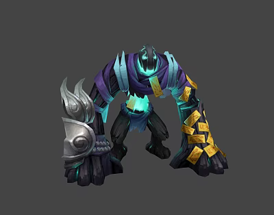 Mythical Character And Glowing Creature With Purple Armor Blue Light Gold Accents 3d model