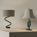 Modern Table Lamps Featuring Spiral And Geometric Bases With Grey And White Fabric Shades