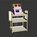Medical Equipment Cart With Display Screen And Control Panel On Stainless Steel Shelves