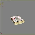 Stack of Books with Red and White Cover Design Featuring Illustration of a Person