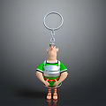 Decorative Cartoon Character Keychain With Green Shirt Red Shorts And Key Ring