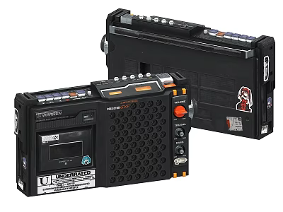 Dual Vintage Digital Tape Recorders Ultraman 01 Black Design With Button Knob And Tape Slot 3d model