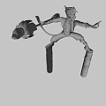 Game Movie Monkey Character With Glowing Green Staff Standing On Wooden Stumps Making Victory Sign