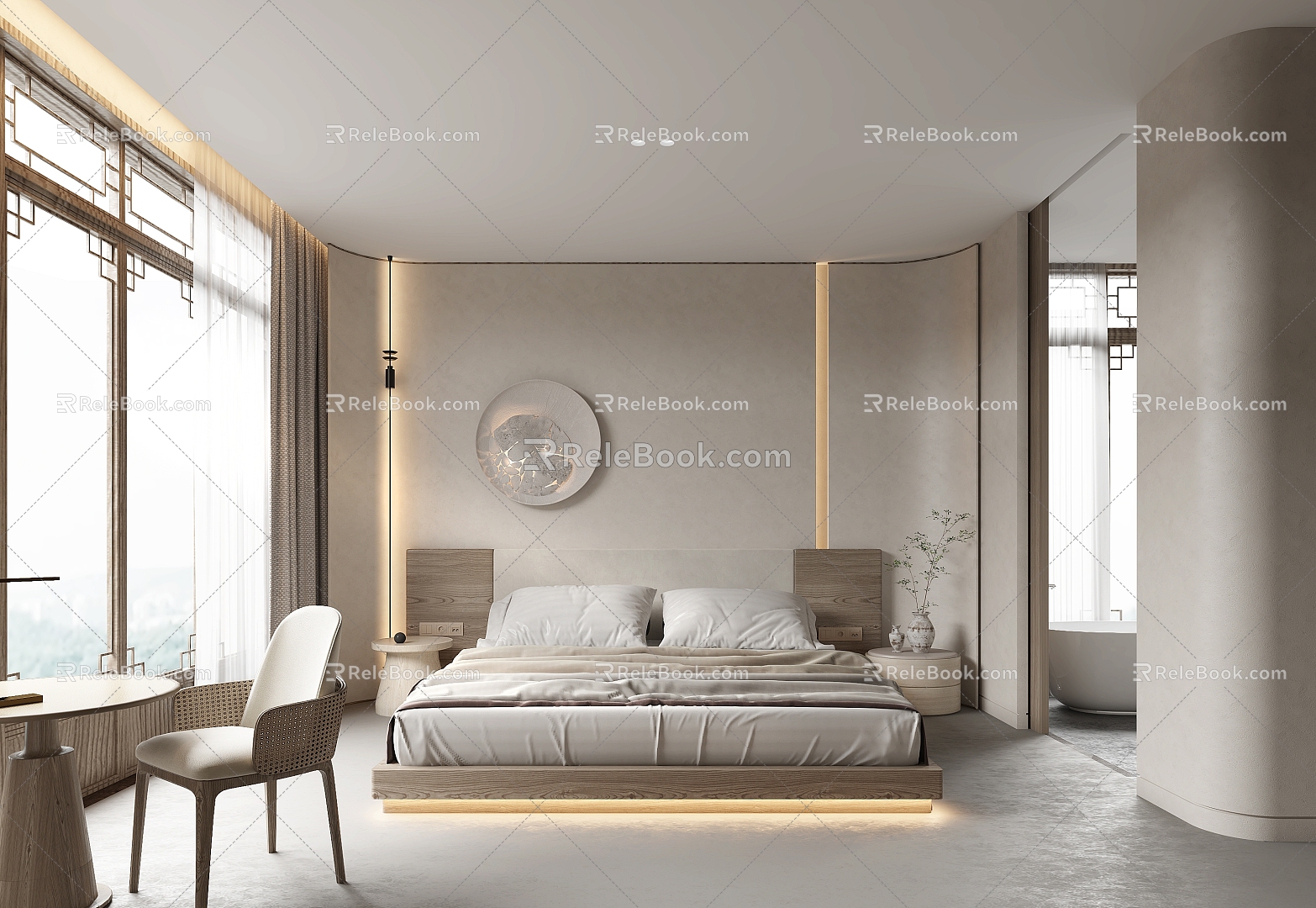 Quiet Wind Hotel Room Big Bed Room Single Room Homestay Room 3d model