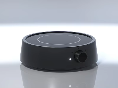 Modern Black Round Kitchen Appliance With Smooth Surface And Knob Control 3d model