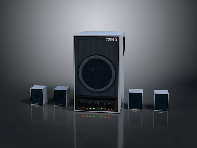 KOCOSA Surround Sound Speaker System With Main Speaker And Four Satellite Speakers 3d model