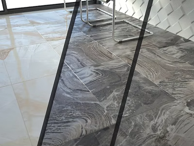 Two Tone Marble Texture Floor Components In Modern Design With Metal Frames 3d model