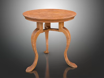 Elegant Round Wooden Table With Curved Legs And Textured Top Surface 3d model