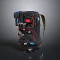Industrial Mechanical Assembly With Black Body Red Blue Wires And Green Strap