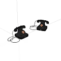 Vintage Black Rotary Dial Telephones With Classic Design And Corded Lines