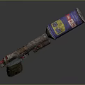 Rusted Modified Weapon With Canister Attachment Red Trigger And Green Grip