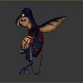 Fantasy Winged Humanoid Game Character With Large Nose Leather Armor And Tail