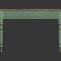 Vintage Dining Table With Green Turned Legs And Wooden Patina Top
