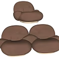 Three-Piece Brown Modern Sofa Set with Rounded Design and Plush Velvet Upholstery