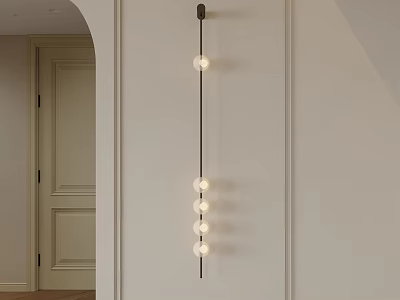 Modern Linear Wall Lamp With Spherical Bulbs For Living Room Decor 3d model